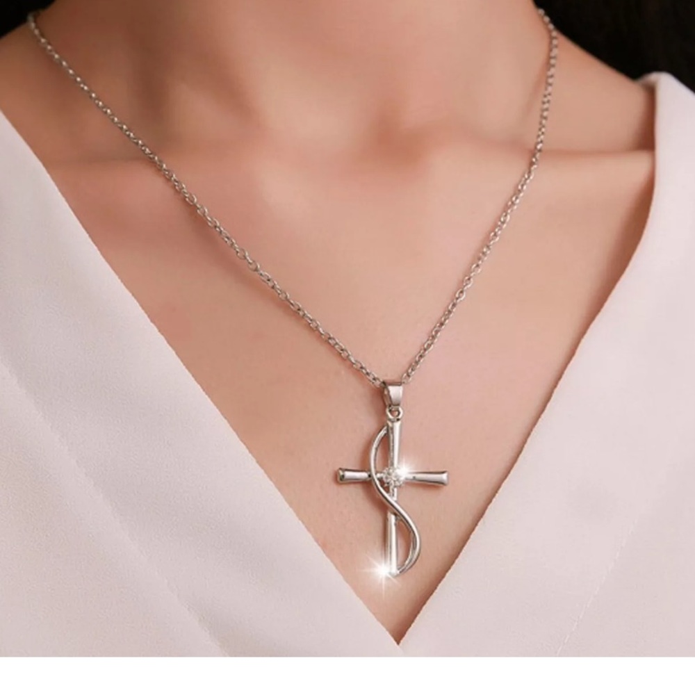 Silver Crossing Pendant Necklace Crossings Collar Necklace For Men/Women